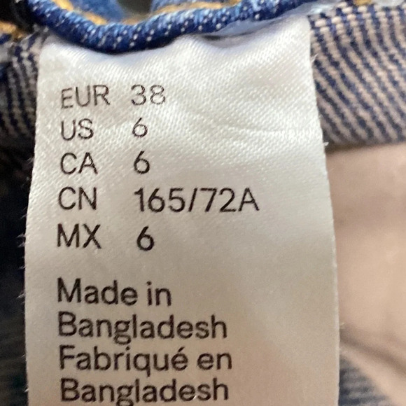 H&M Divided Blue Medium Wash Button Front Denim Bib Overalls Mini Dress Size 6 - Picture 7 of 8